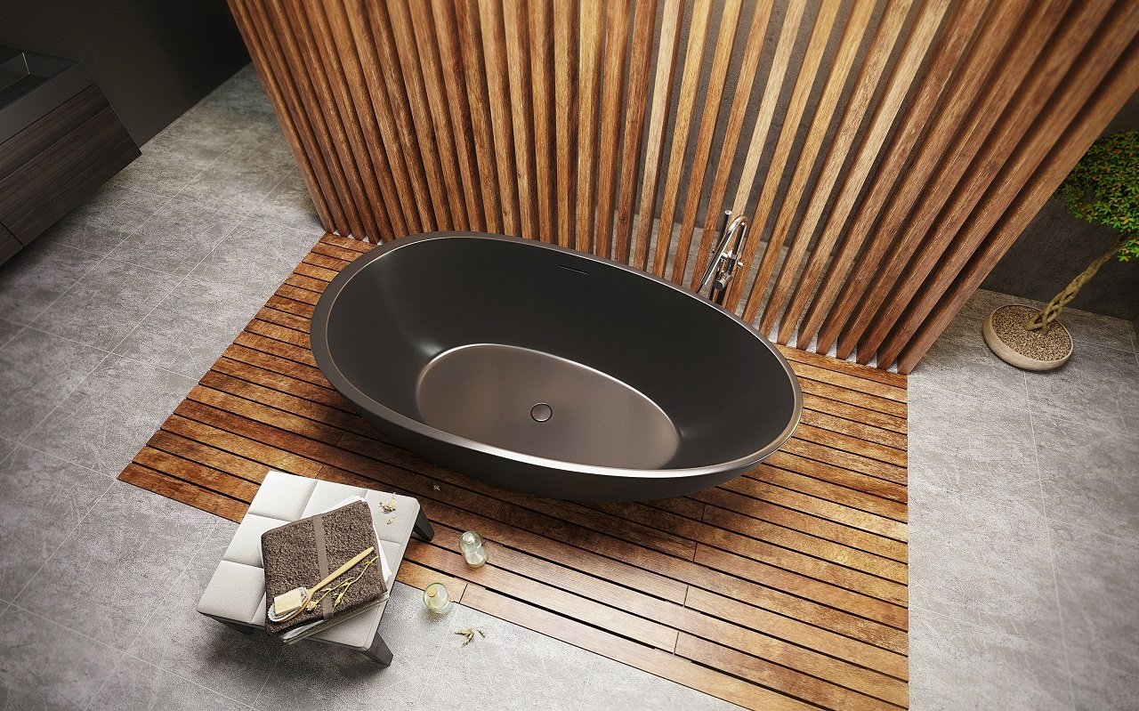 Aquatica Spoon 2 Egg Shaped Graphite Black Solid Surface Bathtub 04 (web)